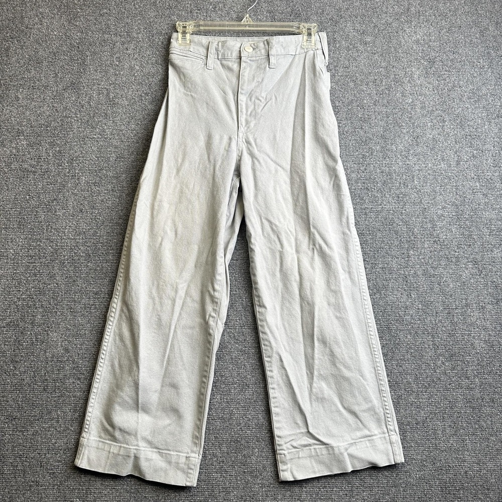 Madewell Pants Womens 27 Gray Slim Emmett Wide Leg Crop Twill High‎ Rise Casual